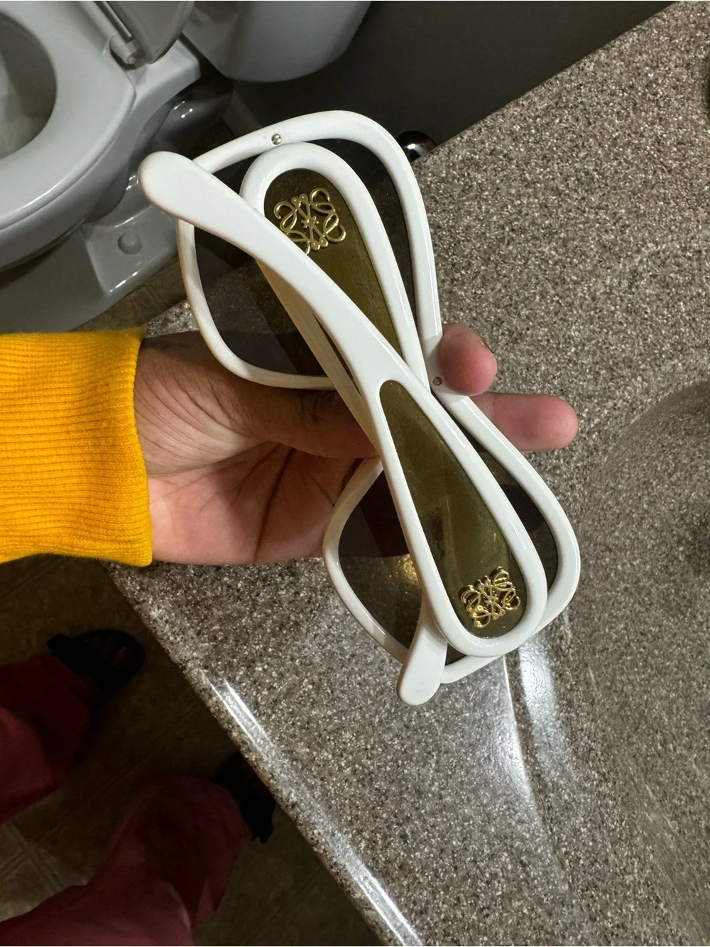 Loewe White Frame Sunglasses with Amber Lenses